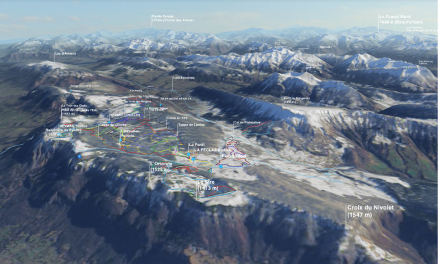 Carte 3 D des domaines skiables